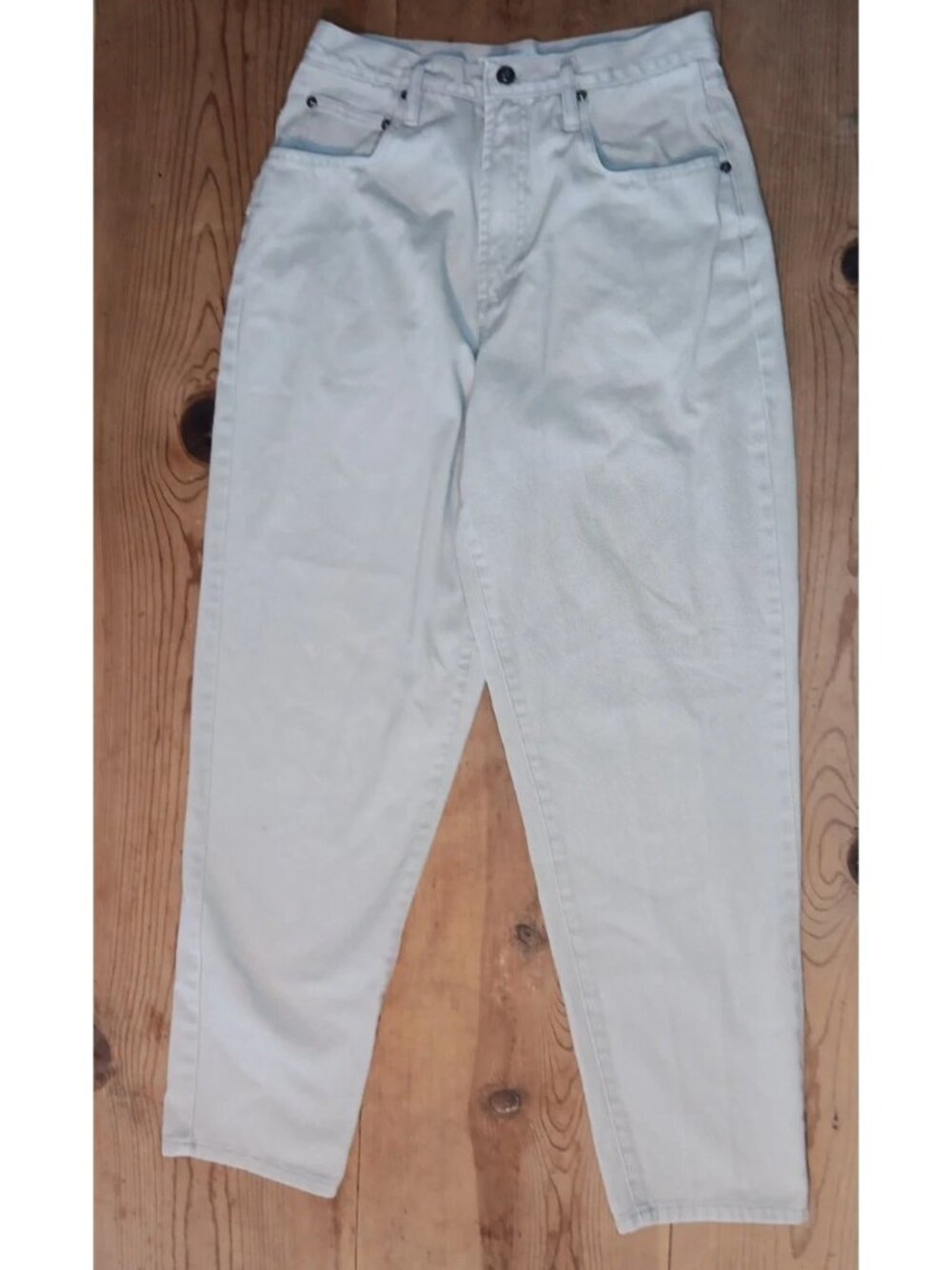 Vtg Columbia Tough Mother Jeans Women 12 Tan Khaki Cotton Barrel Leg Relaxed Fit